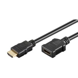 Przedłużacz do kabli video HDMI M - HDMI F, HDMI 2.0 - Premium High Speed, 1m, pozłacane złącza, czarny