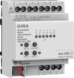 GIRA KNX Aktor przełączający/żaluzjowy 6-kanałowy Standard 5023 00 | Gira One GIRA