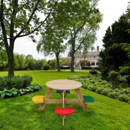 Axi Drewniany Stolik Piknikowy "Ufo" 4 kolorowe Miejsca Siedzące