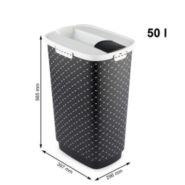 Pojemnik na karmę CODY 50 L, plastik, czarno-biały nadruk