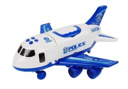 Samolot Rozkładany Policyjny z Autkami 1:64 ze światłami i dźwiękiem