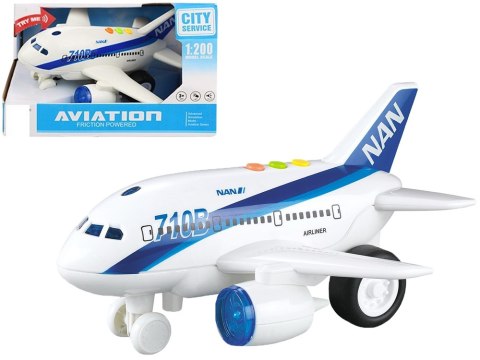 Biały Samolot Aviation Dźwięk Światło 1:200