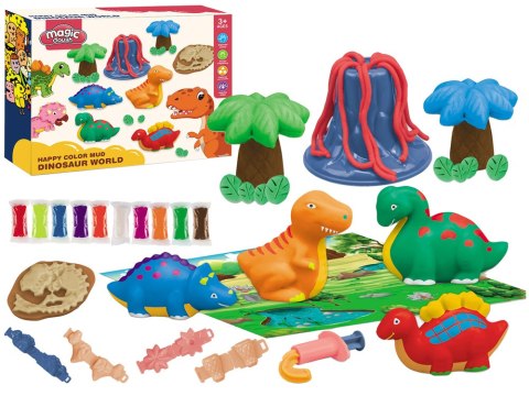 Zestaw Ciastolina Dinozaury Różne Kolory Foremki LEAN Toys