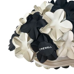 Czepek pływacki Crowell Kwiaty Flower biało-czarny kol.2