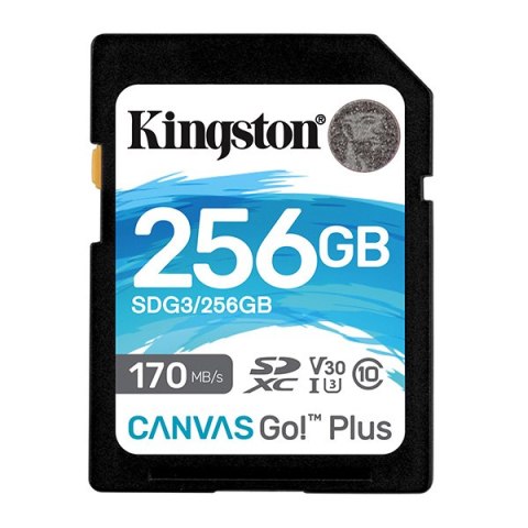 Kingston karta pamięci Canvas Go! Plus, 256GB, SDXC, SDG3/256GB, UHS-I U3 (Class 10), V30
