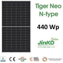 Moduł panel PV czarna rama N-TYPE 440W Jinko JKM440N-54HL4R-V 1762x1134x30mm JINKO SOLAR