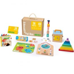 Tooky Toy Edukacyjne Pudełko Montessori Układanka Liczydło Tablica Pogody 6w1 od 3 Lat
