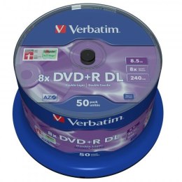 Verbatim DVD+R DL, Double Layer Matt Silver, 43758, 8.5GB, 8x, spindle, 50-pack, 12cm, do archiwizacji danych