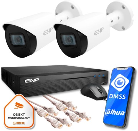 Zestaw monitoringu IP Eco 2B EZ-IP by Dahua 2 kamer FullHD EZI-B120-F2 EZN-104E1-P4 EZ-IP