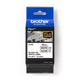Brother oryginalny taśma do drukarek etykiet, Brother, FLE-2511, czarny druk/biały podkład, nielaminowany, 21mm, 45mm x 10.5mm, 