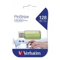 Verbatim USB flash disk, USB 2.0, 128GB, Store,N,Go PinStripe, zielony, 49462, do archiwizacji danych