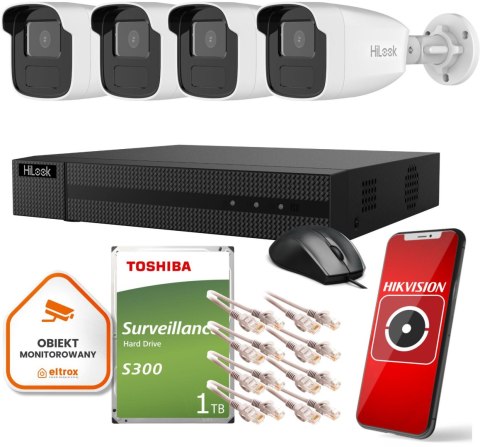 Zestaw monitoringu Hilook by Hikvision 4 kamer IP z dyskiem 1TB HILOOK