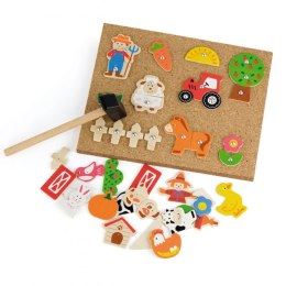 Przybijanka Drewniana Farma Viga Toys Korkowa Tablica Montessori