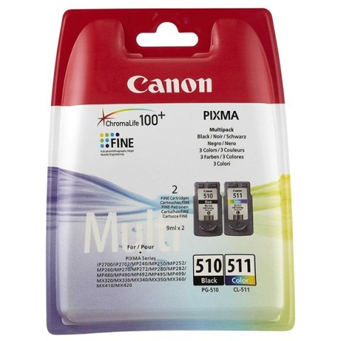 Canon oryginalny ink / tusz PG510/CL511 multipack, black/color, blistr z ochroną, 2970B011, Canon Multi-pack Pixma MP250,480
