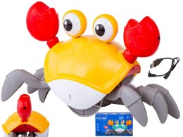 Uciekający Pełzający Krab, Interaktywna Zabawka, Świeci, Gra melodie Robot ŻÓŁTY