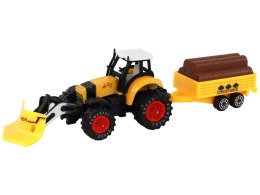 Traktor Z Przyczepą Koparka Spychacz Maszyna Rolnicza Żółta