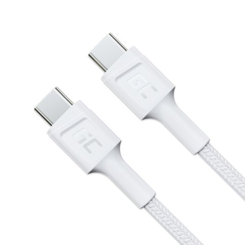 Kabel Biały USB-C Typ C 1,2m Green Cell PowerStream, Power Delivery 60W, Quick Charge 3.0