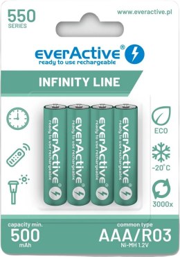 Akumulatorki AAA / R03 Ni-MH everActive 550mAh Infinity Line 3000 cykli (blister 4 szt.) EVERACTIVE