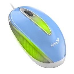 Genius Mysz DX-Mini, 1000DPI, optyczna, 3kl., przewodowa USB, niebieska, klasyczna, podświetlenie RGB