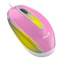 Genius Mysz DX-Mini, 1000DPI, optyczna, 3kl., przewodowa USB, różowa, klasyczna, podświetlenie RGB