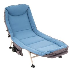 Leżak kempingowy z poduszką, niebiesko-szary