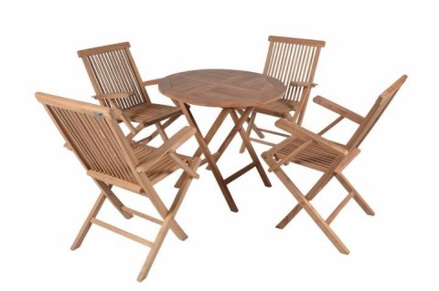 Komplet 4 x składane krzesła 1 x stół DIVERO z drewna tekowego