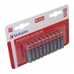 Bateria alkaliczna, AAA, 1.5V, Verbatim, blistr, 20-pack, 49876
