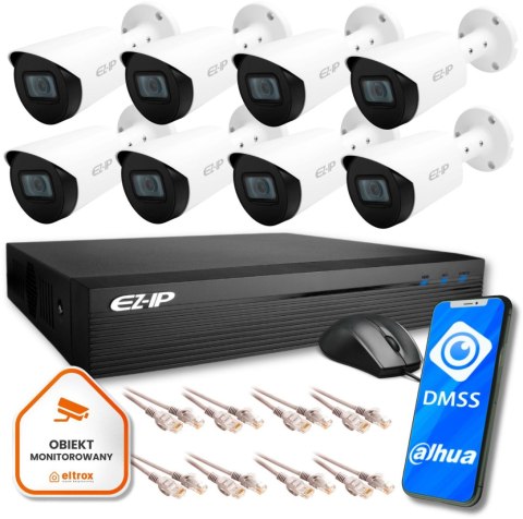 Zestaw monitoringu 8 kamer tubowych EZI-B140-F2 4MPx IP EZ-IP by Dahua z usługą montażu EZ-IP