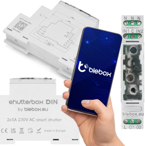 BLEBOX shutterbox DIN - STERONIK ROLETOWY NA SZYNĘ DIN BLEBOX
