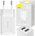 ŁADOWARKA SIECIOWA Baseus Compact Charger CCXJ010202 10.5W 2x USB-A BIAŁA BASEUS