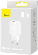 ŁADOWARKA SIECIOWA Baseus Compact Charger CCXJ010202 10.5W 2x USB-A BIAŁA BASEUS