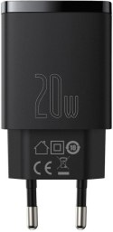 ŁADOWARKA SIECIOWA Baseus Compact Quick Charger CCXJ-B01 20W 1x USB-A 1x USB-C PD 3.0 QC 3.0 CZARNA BASEUS