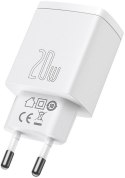 ŁADOWARKA SIECIOWA Baseus Compact Quick Charger CCXJ-B02 20W 1x USB-A 1x USB-C PD 3.0 QC 3.0 BIAŁA BASEUS