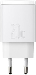 ŁADOWARKA SIECIOWA Baseus Compact Quick Charger CCXJ-B02 20W 1x USB-A 1x USB-C PD 3.0 QC 3.0 BIAŁA BASEUS