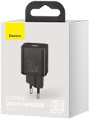 ŁADOWARKA SIECIOWA Baseus Super Si Quick Charger 1C CSUP-J01 30W 1x USB-C PD 3.0 QC 3.0 CZARNA BASEUS