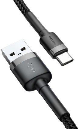 KABEL USB-A -> USB-C Baseus Cafule CATKLF-AG1 50cm 3A QC 3.0 CZARNO-SZARY W NYLONOWYM OPLOCIE BASEUS