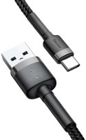 KABEL USB-A -> USB-C Baseus Cafule CATKLF-CG1 200cm 2A QC 3.0 CZARNO-SZARY W NYLONOWYM OPLOCIE BASEUS