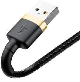 KABEL USB-A -> Lightning / iPhone Baseus Cafule CALKLF-BV1 100cm Apple 2.4A CZARNO-ZŁOTY W OPLOCIE BASEUS