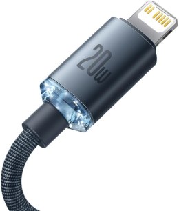 KABEL USB-C -> Lightning / iPhone Baseus Crystal CAJY000201 1.2m 20W PD Quick Charging CZARNY W OPLOCIE PREMIUM BASEUS