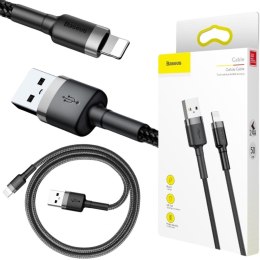 KABEL USB-A -> Lightning / iPhone Baseus Cafule CALKLF-AG1 50cm Apple 2.4A CZARNO-SZARY W OPLOCIE BASEUS