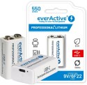 Akumulatorek 6F22 Li-Ion everActive 9V 550mAh z gniazdem USB-C EVERACTIVE