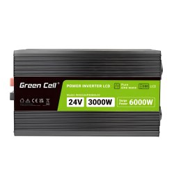 Przetwornica napięcia Green Cell PowerInverter LCD 24 V 3000W/60000W Przetwornica samochodowa z wyświetlaczem - czysty sinus