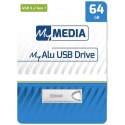 MyMedia USB flash disk, USB 3.2, 64GB, MyAlu, srebrny, 69277, USB A