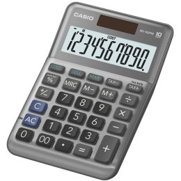 Casio Kalkulator MS 100 FM, srebrna, stołowy, funkcja konwersji walut, %, VAT
