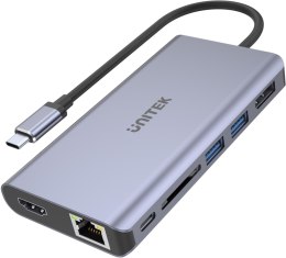 Unitek Hub USB-C 2x USB 3.1 HDMI DP RJ45 czytnikSD UNITEK