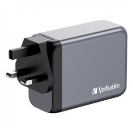 Ładowarka GaN Verbatim, USB 3.0, USB C, szara, 200 W, wymienne końcówki C,G,A