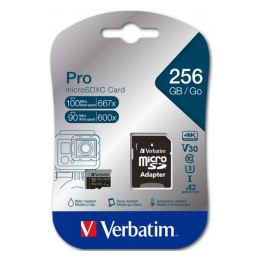 Verbatim karta MicroSD, 256GB, micro SDXC, 47045, UHS 3 (U3), z adapterm
