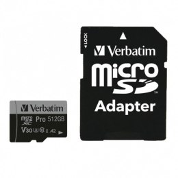 Verbatim karta MicroSD, 512GB, micro SDXC, 47046, UHS 3 (U3), z adapterm