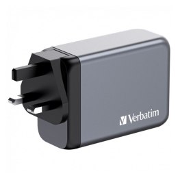Ładowarka GaN Verbatim, USB 3.0, USB C, szara, 240 W, wymienne końcówki C,G,A