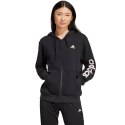 Bluza damska adidas Essentials Linear Full-Zip French Terry Hoodie czarna IS2072